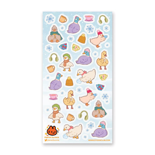 Stickii Sticker Sheet; Snow Day Ducks