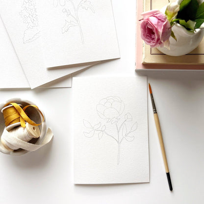 Paintable Notecard Set; Garden Flowers (Set of 8 Notecards & Envelopes)