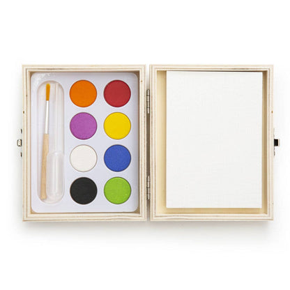 Watercolor Paint Set; Paint Your Own Landscape (Wooden, On-The-Go Mini Watercolor Paint Set)