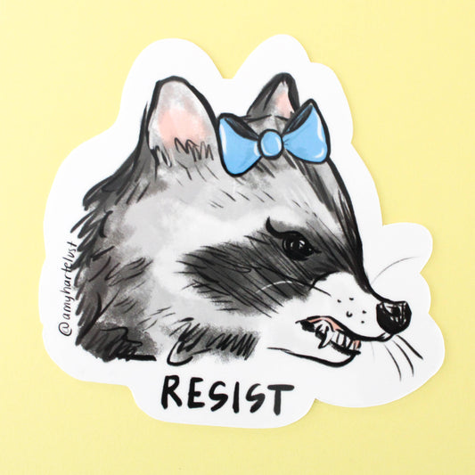 Vinyl Sticker; Resistance Raccoon