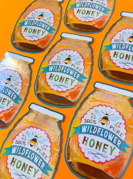 Vinyl Sticker; Honey Jar (Glitter)