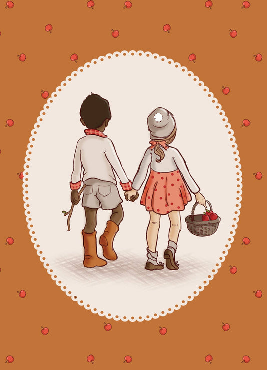 Belle & Boo Ltd Postcard; Orchard Walk (Vintage Colors)