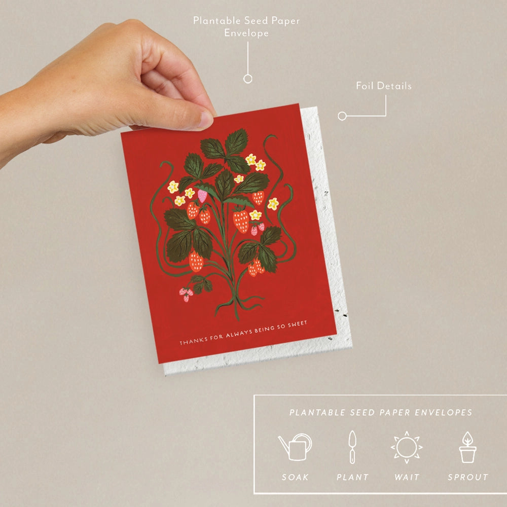 Seedlings Thank You Card; Sweet Strawberry (Plantable Envelope)