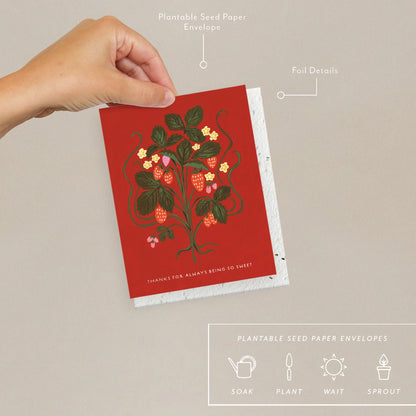 Seedlings Thank You Card; Sweet Strawberry (Plantable Envelope)