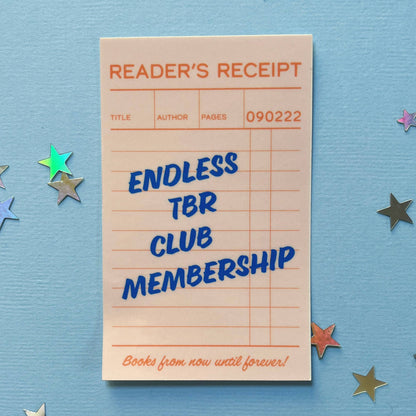 Vinyl Sticker; Endless TBR Membership Club Receipt