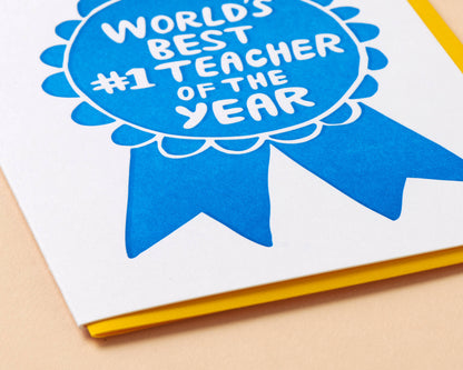 Thank You Card; Teacher Appreciation Ribbon (Teacher Gift, Letterpress)
