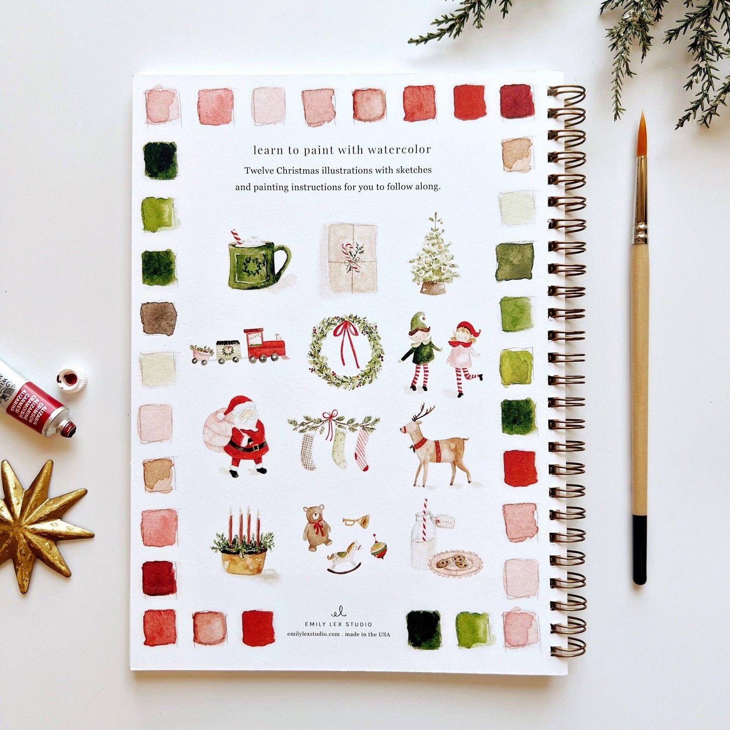 Watercolor Workbook; Christmas By Emily Lex Studio