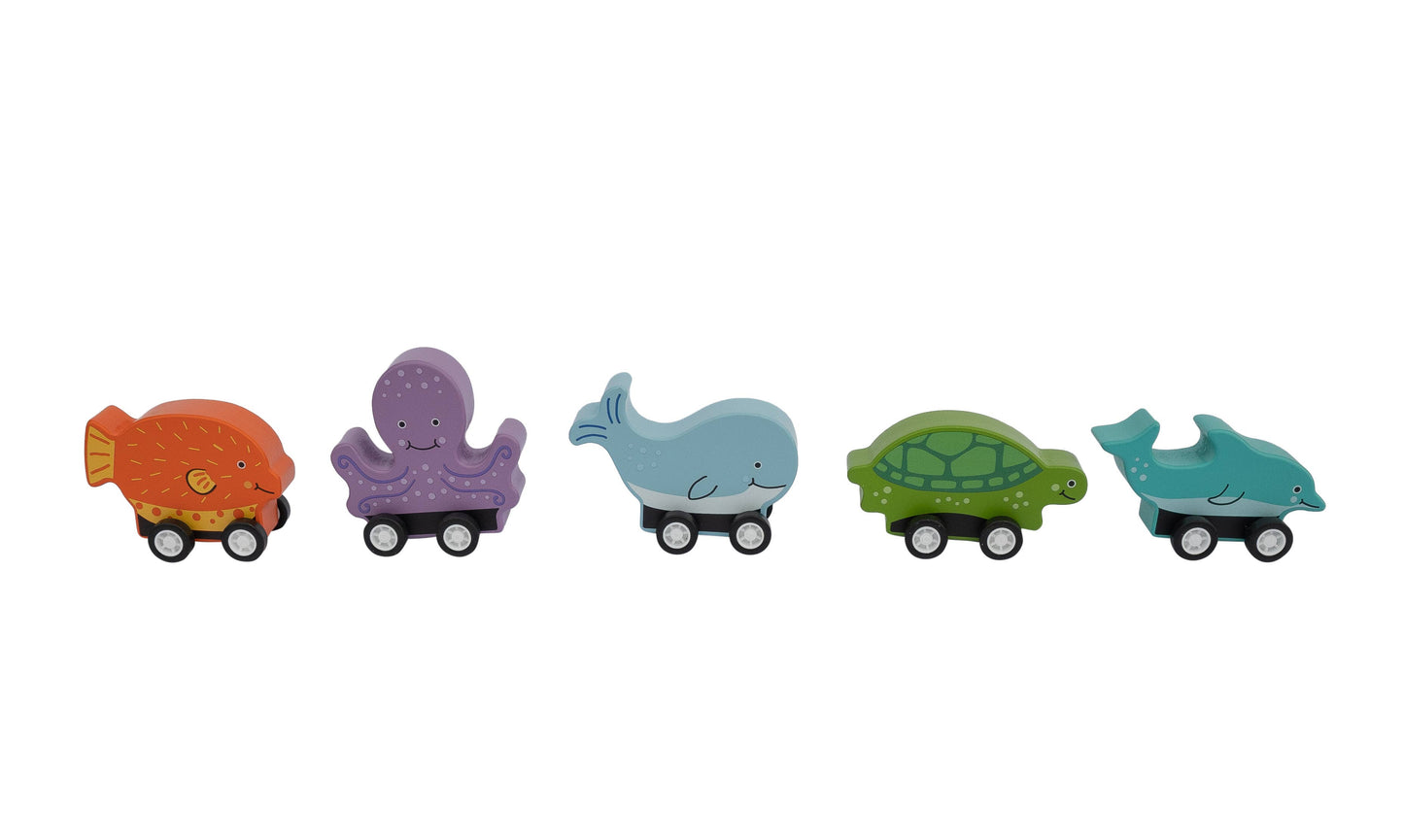 Wooden Pull Back Ocean Creatures; 5 Options