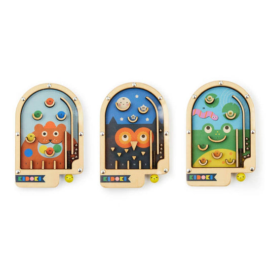 Wooden Pinball Game (Owl, Bear, & Frog)