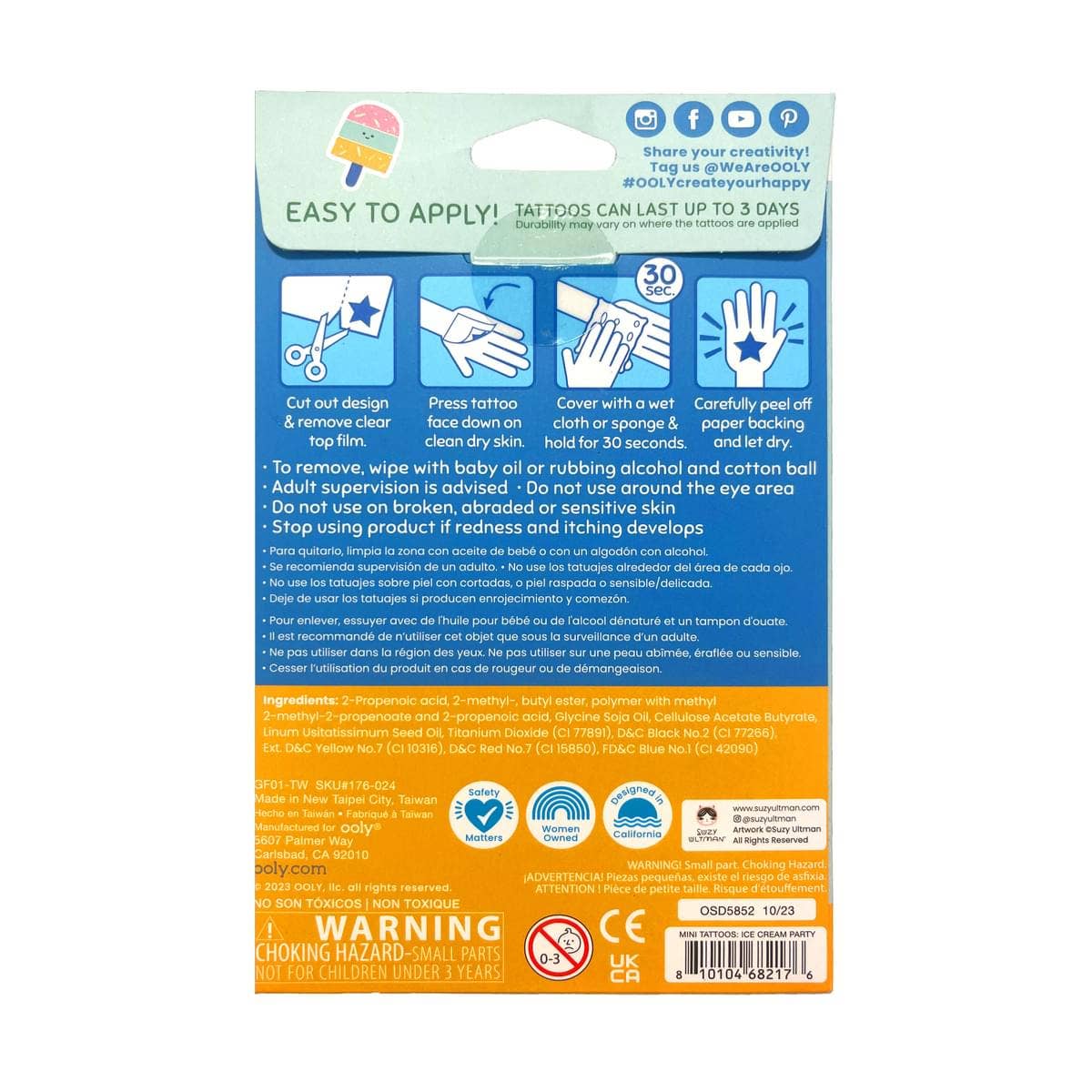 Ooly Mini Tattoo Palooza Temporary Tats X Suzy - Ice Cream Party