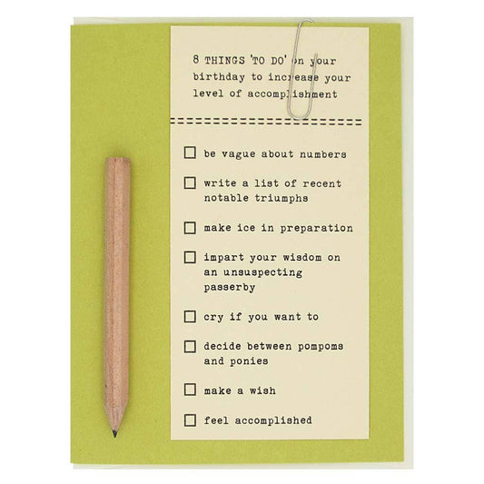 Birthday Card; Birthday To Do
