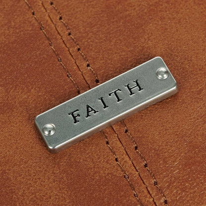 Bible Cover; Classic Brown Faith Badge