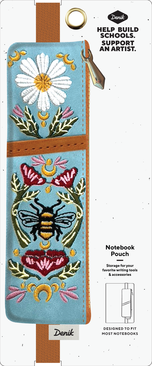 Notebook Pouch; Honeybee Tea (Embroidered, Vegan Leather)