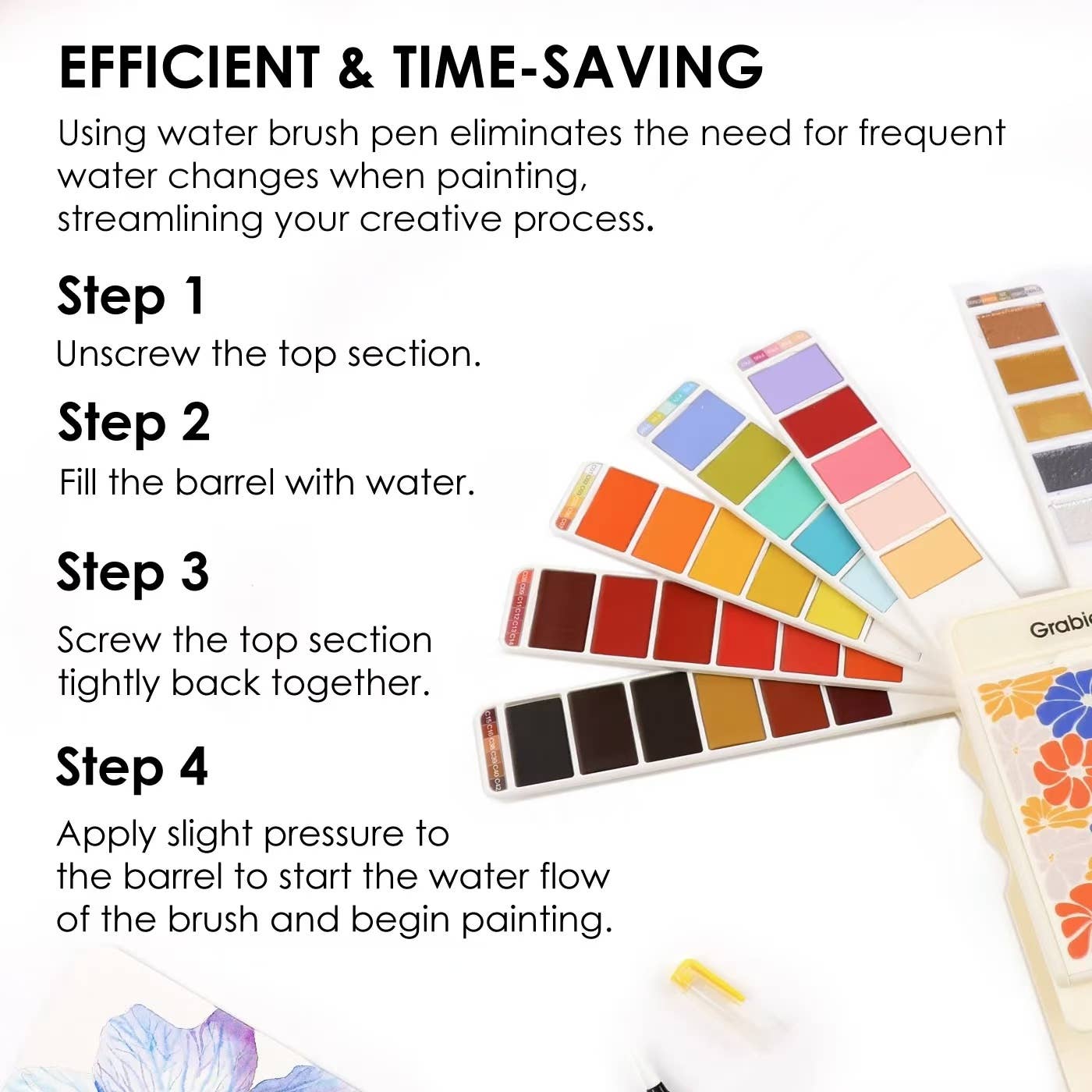 Foldable Watercolor Set (56 Colors & A Water Brush Pen)