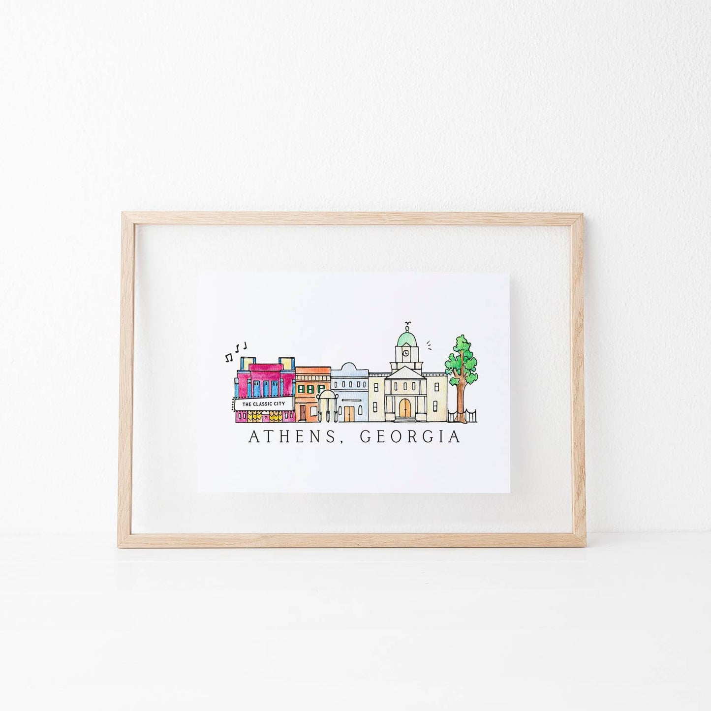 Art Print; Athens, Georgia Skyline (8x10) By Natty Michelle Paperie
