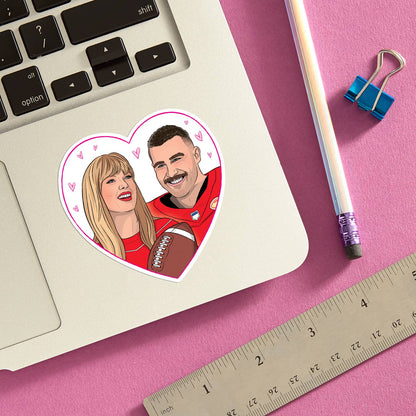 Vinyl Sticker; Taylor & Travis Heart (Matte, Die Cut)