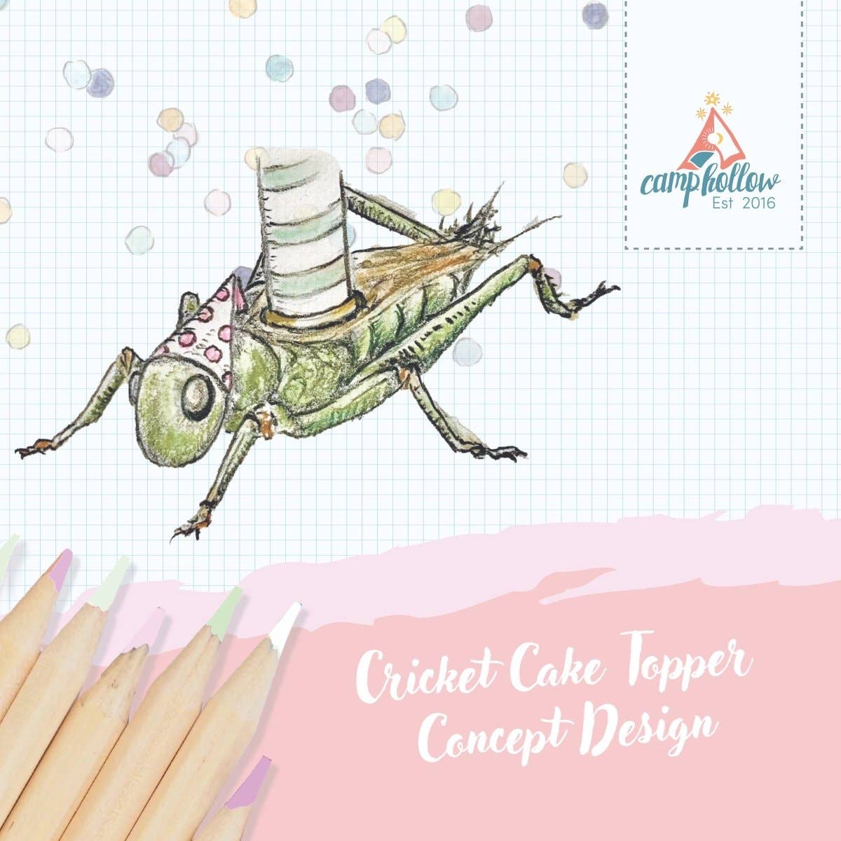 Camp Hollow Cake Topper; Cricket (Hand-Painted Porcelain)