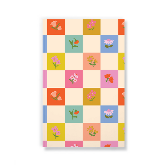 Journal Notebook; Petals and Checkers (Layflat Binding)