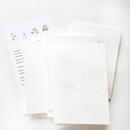 Paintable Notecard Set; Garden Flowers (Set of 8 Notecards & Envelopes)