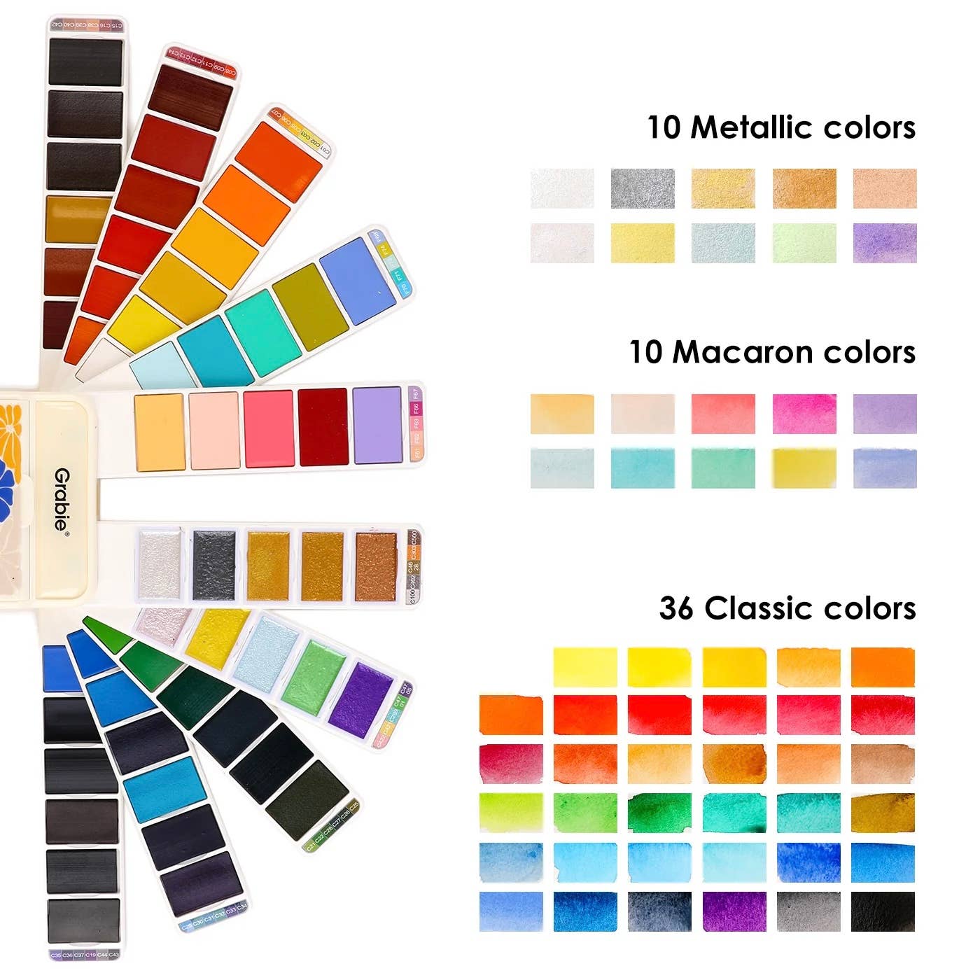 Foldable Watercolor Set (56 Colors & A Water Brush Pen)