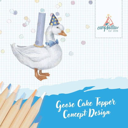 Camp Hollow Cake Topper; Blue Goose (Hand-Painted Porcelain)