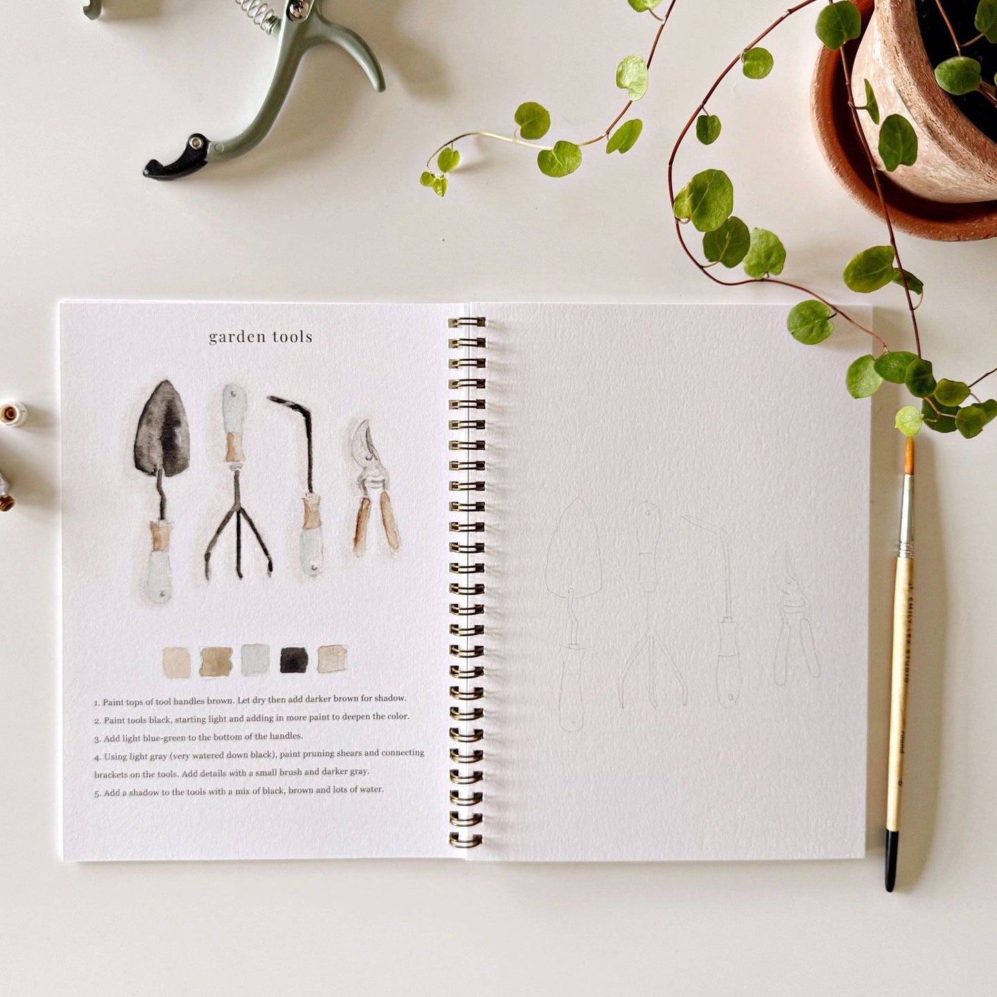 Watercolor Workbook; Garden By Emily Lex
