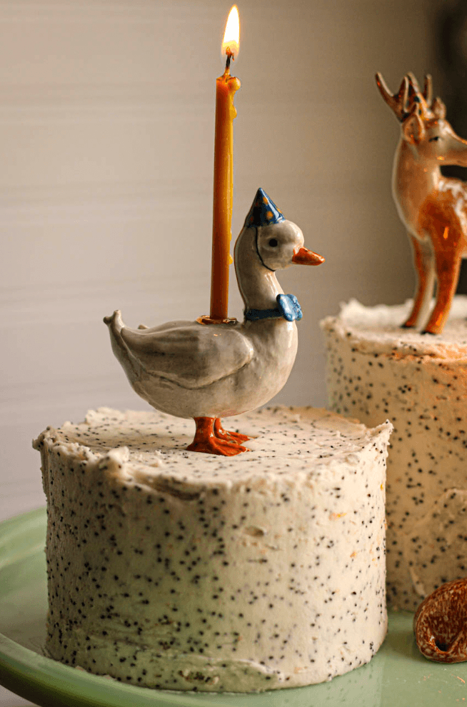 Camp Hollow Cake Topper; Blue Goose (Hand-Painted Porcelain)