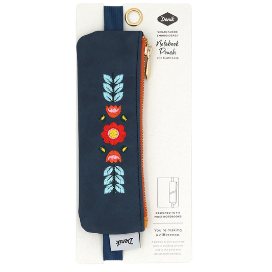 Notebook Pouch; Evelynn Blue (Embroidered, Vegan Leather)