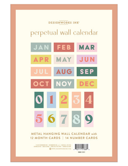 Perpetual Wall Calendar; Metal Hanging Wall Calendar