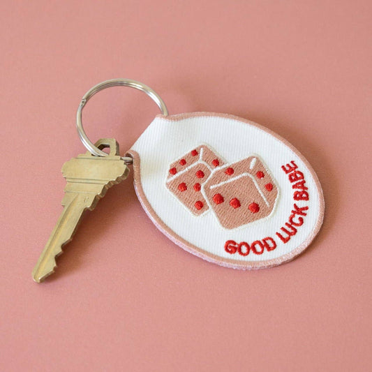 Embroidered Keychain; Dice (Good Luck Babe)