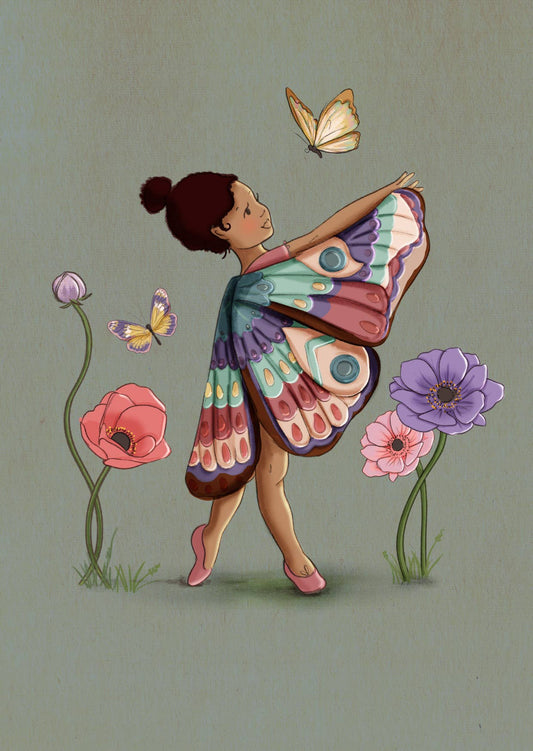 Belle & Boo Ltd Postcard; Winged Imagination (Vintage Colors)