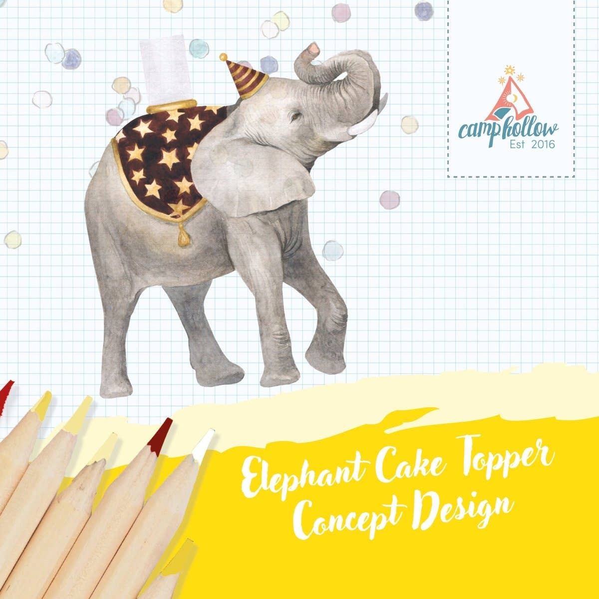 Camp Hollow Cake Topper; Elephant