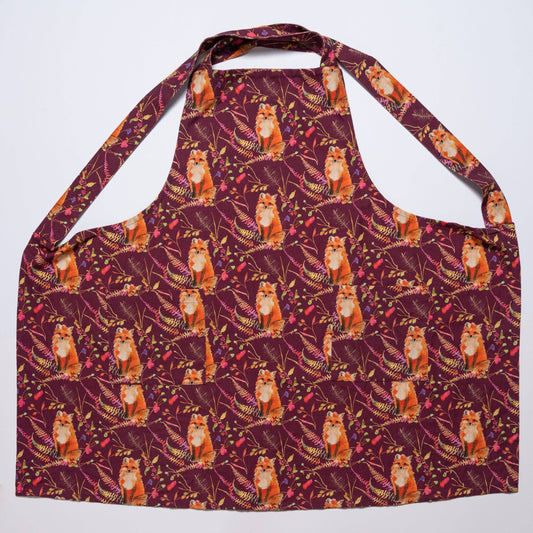 Smock Apron; Fox in plum