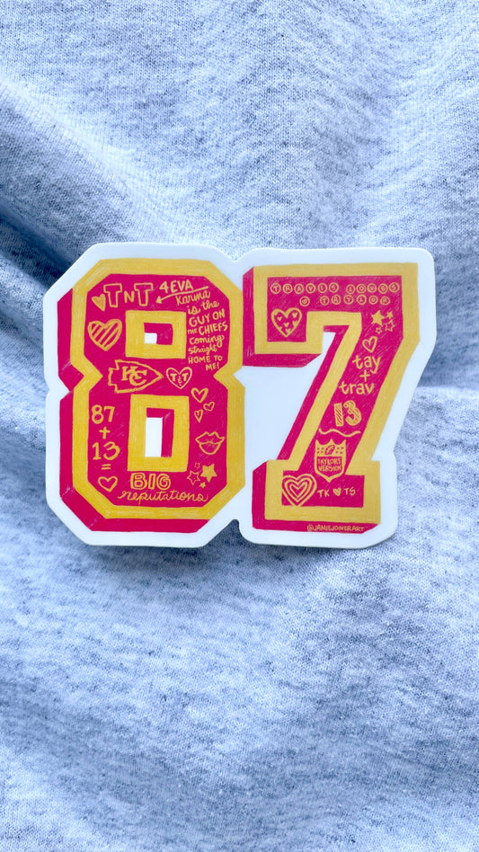Vinyl Sticker; Taylor Swift & Travis Kelce, 87 Chiefs