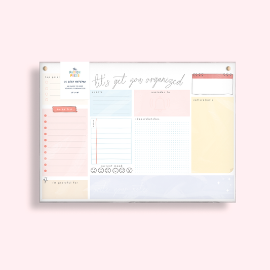 XL Desk Notepad; Let's Get Organized! (50 Pages)