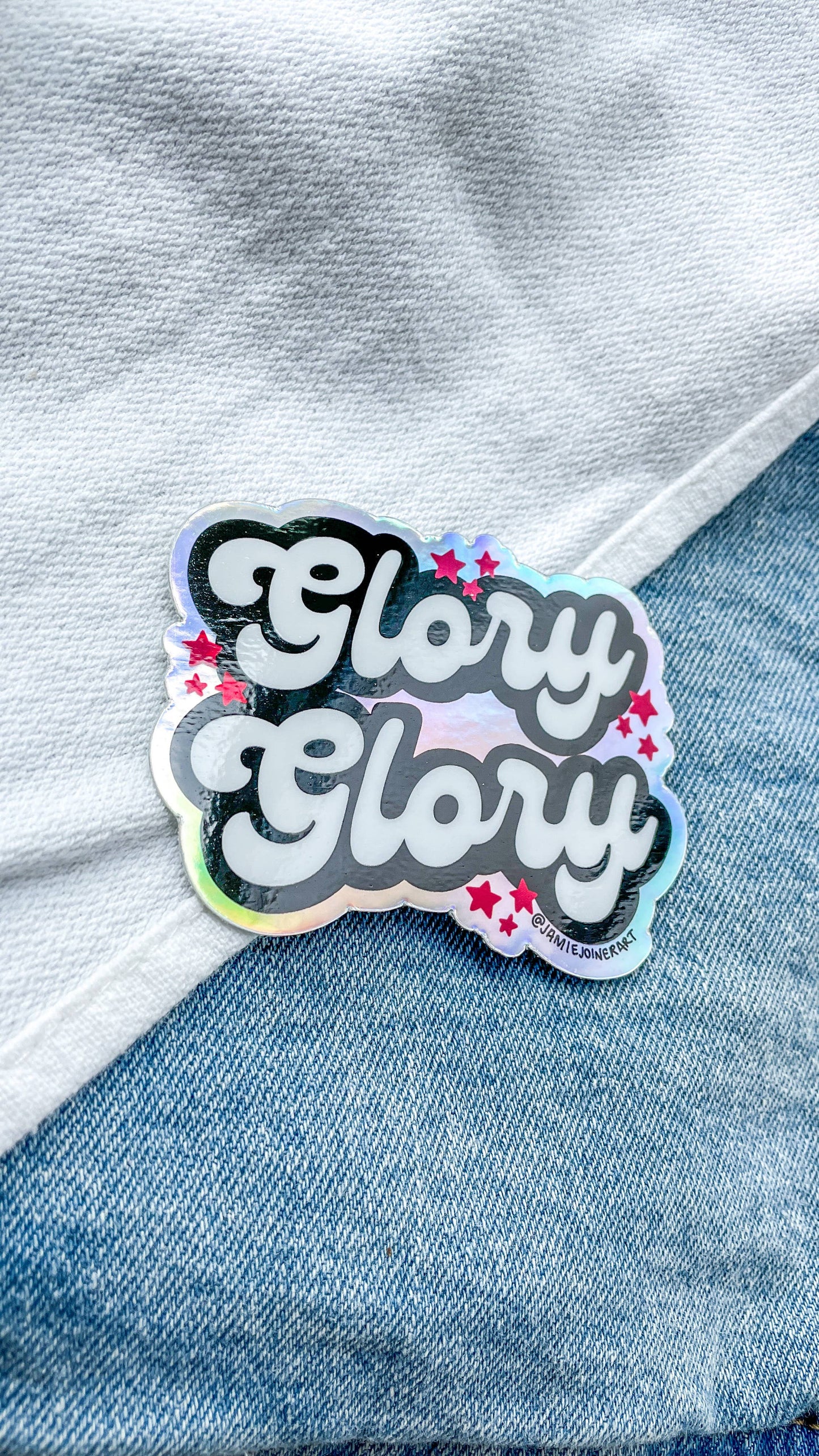 Vinyl Sticker; UGA Glory Glory (Holographic Background & White Background)
