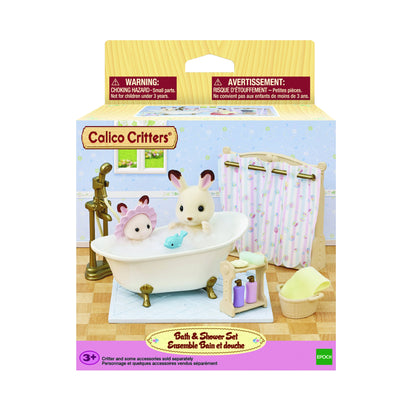 Calico Critters Dollhouse Furniture; Bath & Shower Set (Collectible)