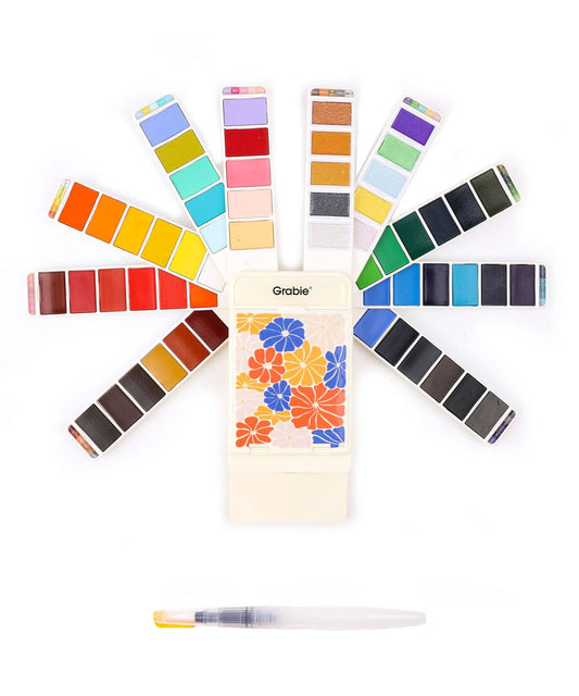 Foldable Watercolor Set (56 Colors & A Water Brush Pen)