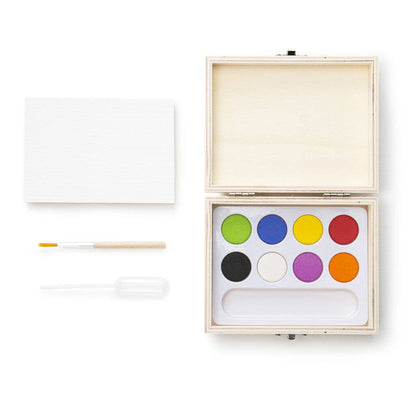 Watercolor Paint Set; Paint Your Own Landscape (Wooden, On-The-Go Mini Watercolor Paint Set)