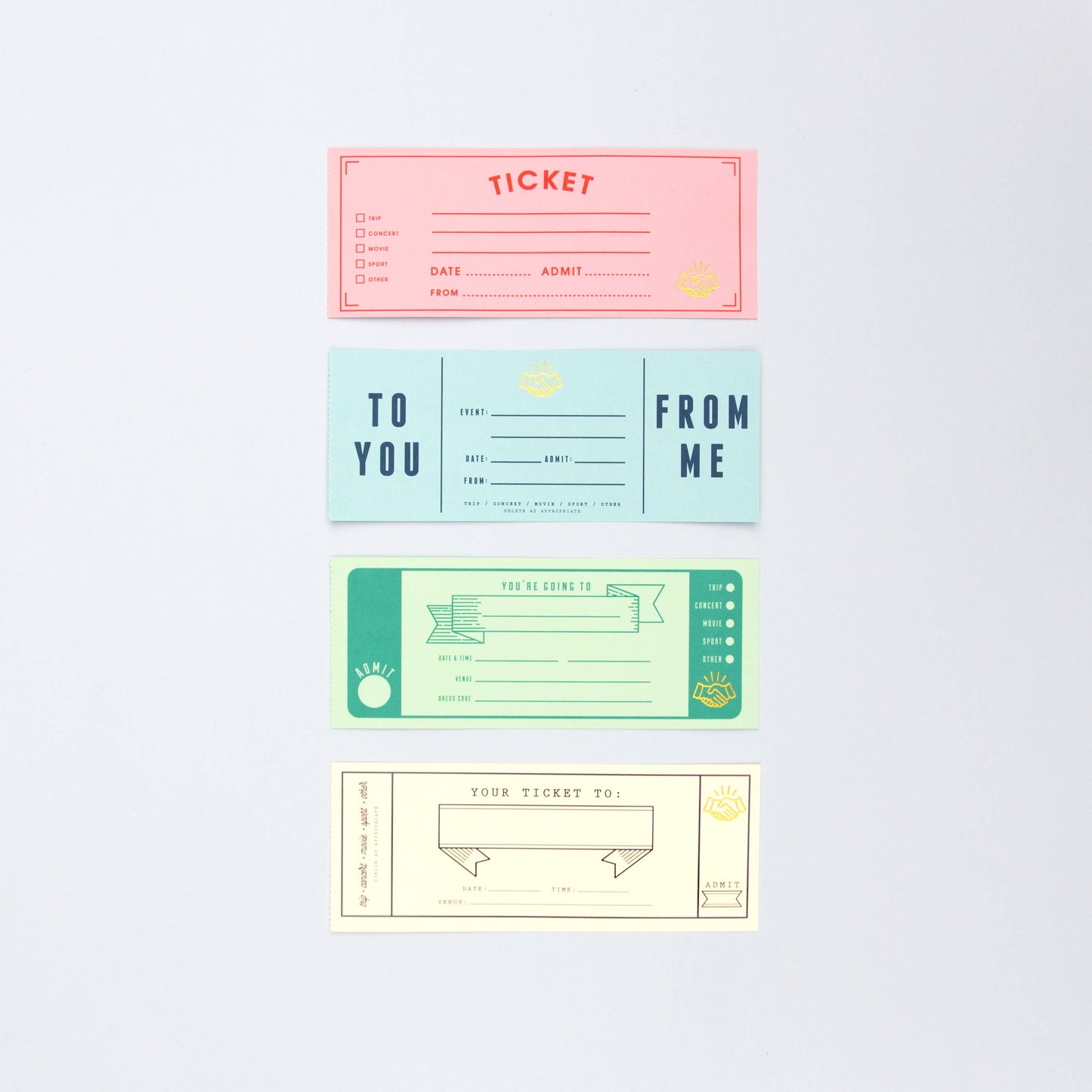 DIY Ticket Book (32 Tickets, 4 Designs)