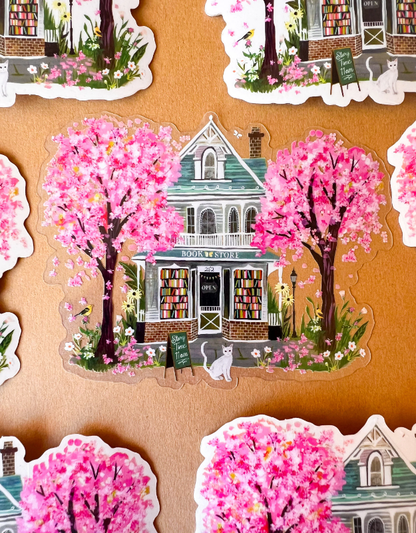 Vinyl Sticker; Bookstore (Matte, Clear Background)