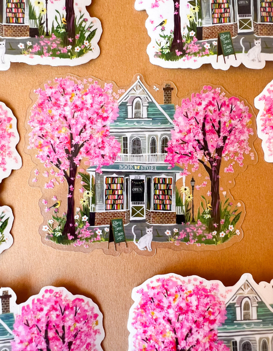Vinyl Sticker; Bookstore (Matte, Clear Background)