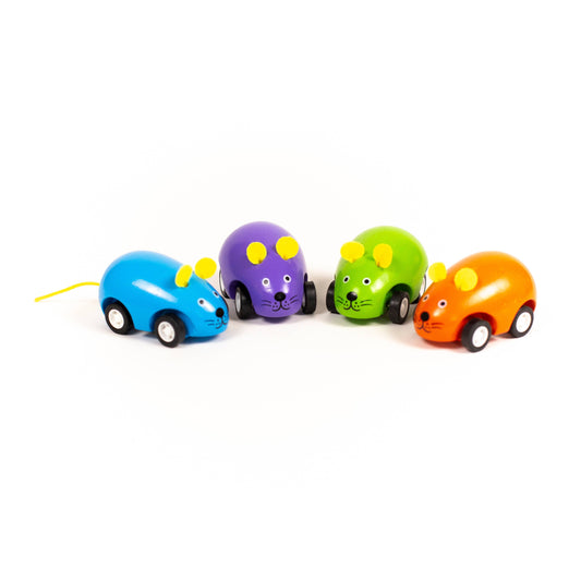 Pull Back Mice; 4 Colors (Wooden)