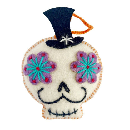 Embroidered Ornaments; Sugar Skull (Handmade)