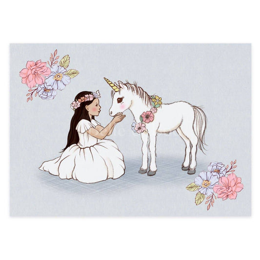 Belle & Boo Ltd Postcard; Baby Unicorn (Vintage Colors)