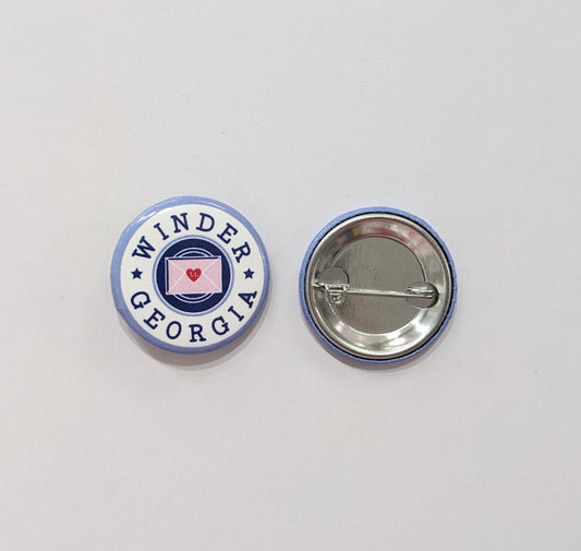Pinback Button; Love Letters in Winder, Georgia