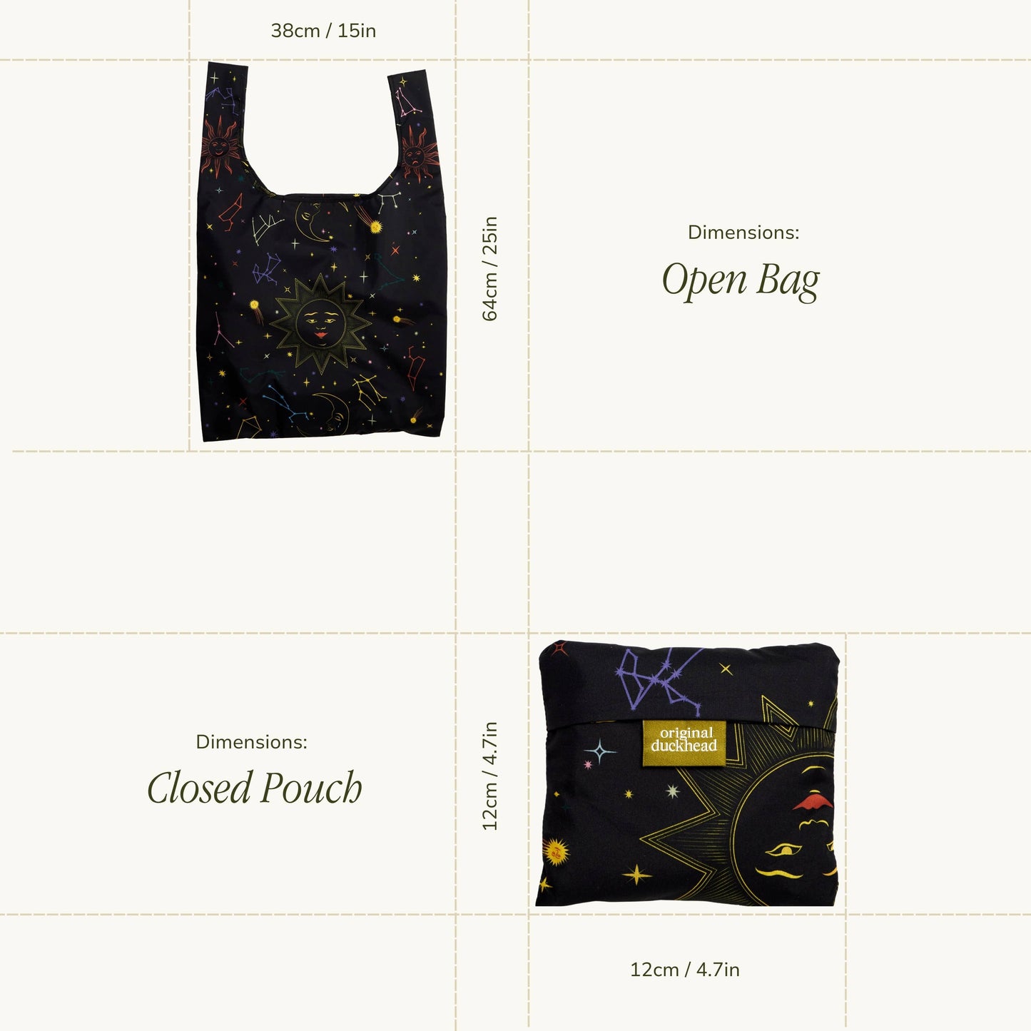 Original Duckhead Tote Bag; Zodiac Signs (Black, Eco Friendly, Upcycled)