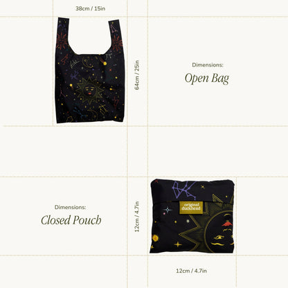 Original Duckhead Tote Bag; Zodiac Signs (Black, Eco Friendly, Upcycled)