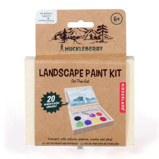 Watercolor Paint Set; Paint Your Own Landscape (Wooden, On-The-Go Mini Watercolor Paint Set)