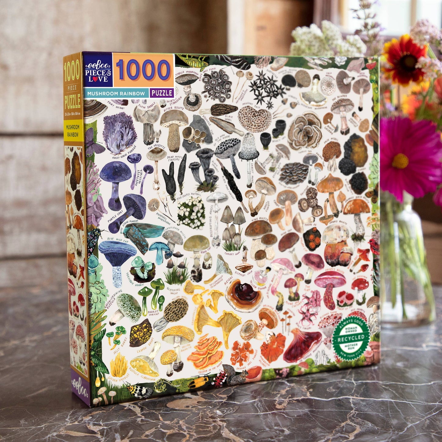 Eeboo Jigsaw Puzzle (1000 Piece Square); Mushroom Rainbow